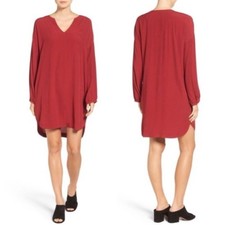 Madewell Red Du Jour 3/4 Sleeve Tunic Dress Brick Red Shift Women’s Size Small
