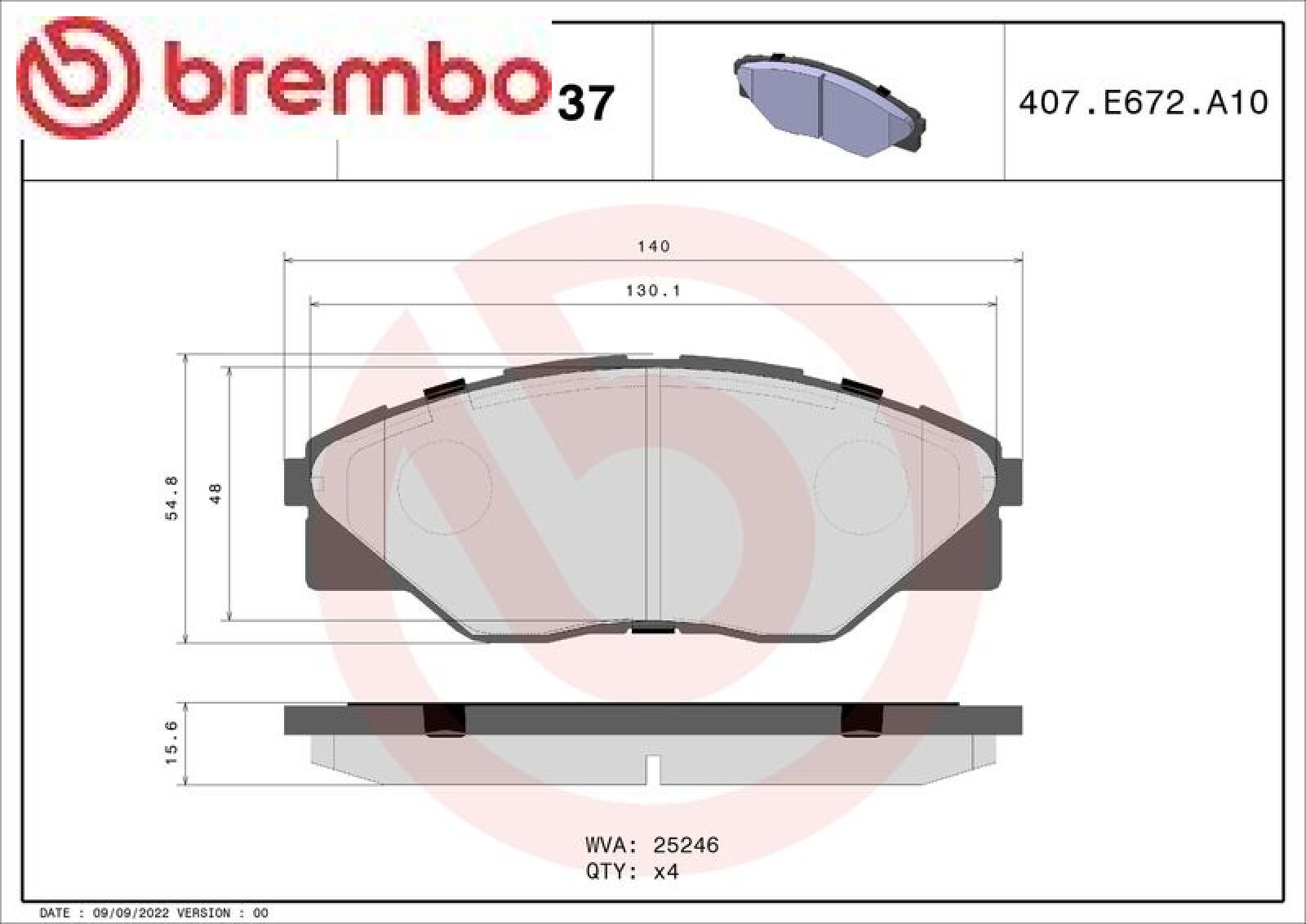 BREMBO P 83 137 Bremsbeläge Vorne für Toyota Hilux - Bild 3