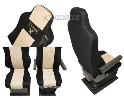 LKW SITZBEZÜGE FÜR MAN TGX TGA TGL TGS TGM schwarz beige    1 Gurt Old Skool