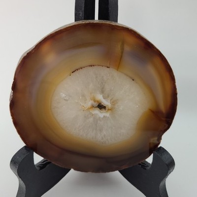 Natural Agate Slice Geode Slab Two Surface Cracks 4''