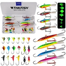 THKFISH Ice Fishing Lures Jigs Gear Hard and Walleye Kit Crappie Panfish Pike 14