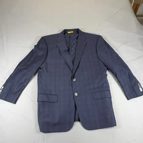 Hickey Freeman Tasmanian Super 150's Blazer Men's Blue Wool Tweed Formal Jacket - product listing photo