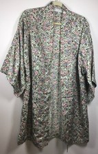 Vintage Val Mode Women's Medium Short Sleeve Floral Satin No Belt Robe