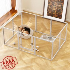 WSHPY Clear Acrylic Dog Play Pen 10 Panel 59" Small Medium Cats Indoor