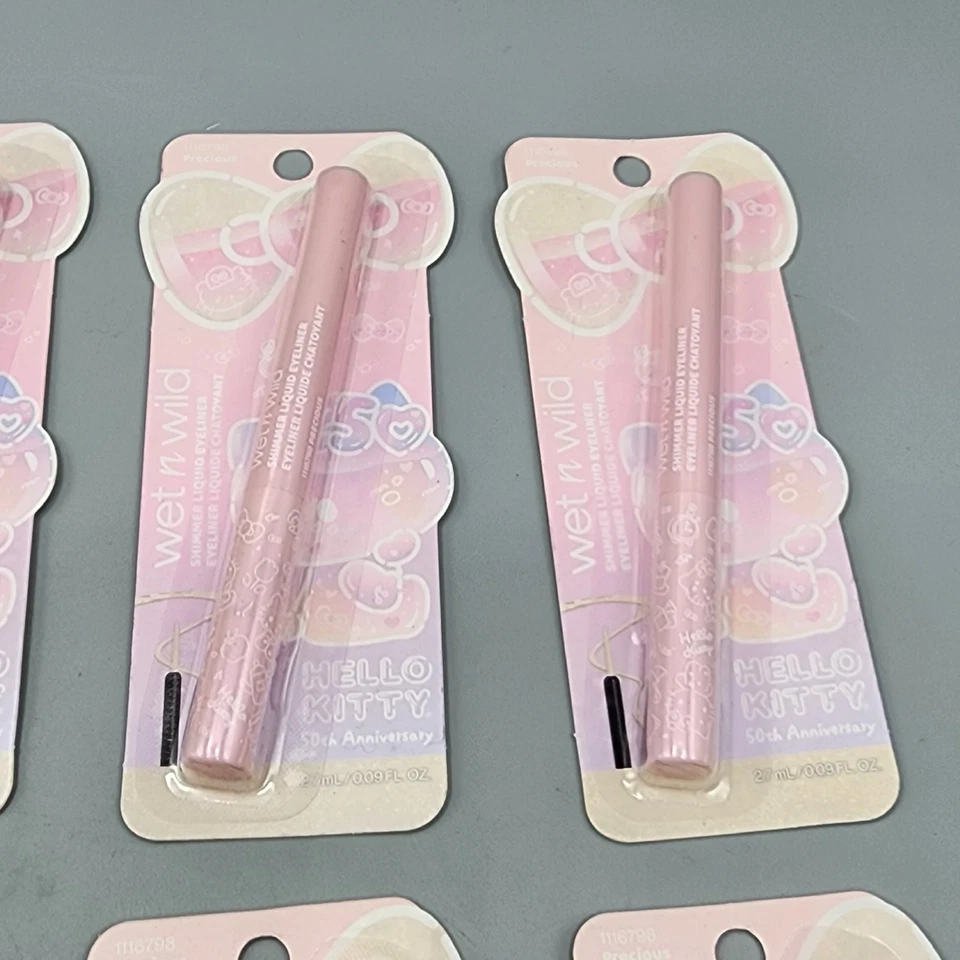 Lote de 8 delineadores de ojos líquidos Wet & Wild Shimmer Hello Kitty 50 aniversario Precious Foto 3 de 4