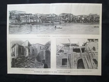 The effects of the 1908 earthquake in Reggio Calabria 1909 print