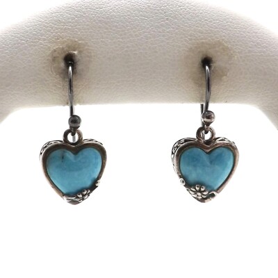 Barse Sterling Silver Turquoise Heart Flower Dangle Earrings