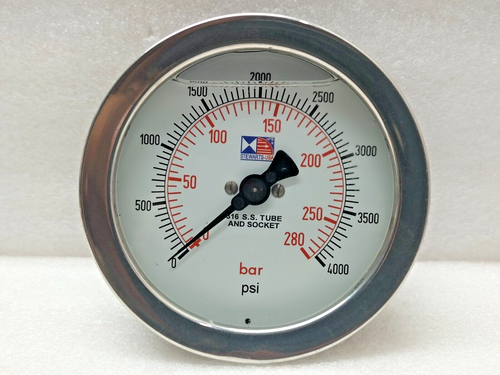 STEWARTS-USA S-5675 STAINLESS STEEL 316 PRESSURE GAUGE RANGE 0-280 BAR/0-4000 PS - Picture 2 of 10
