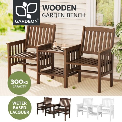 Gardeon Wooden Garden Bench Seat Table Loveseat Outdoor Furniture Patio Park - Picture 1 of 36