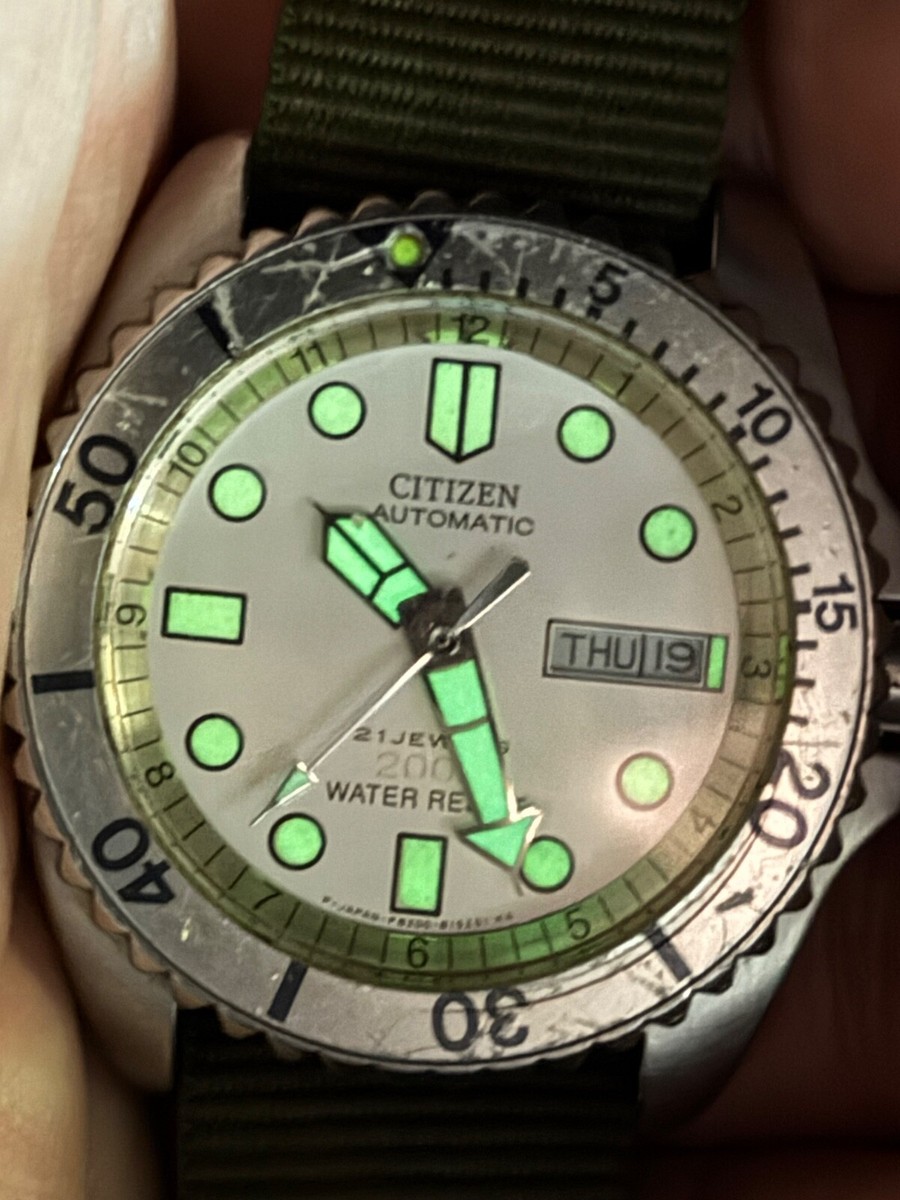 Citizen 4-824181 Vintage Automatic Divers Wrist Watch Rare