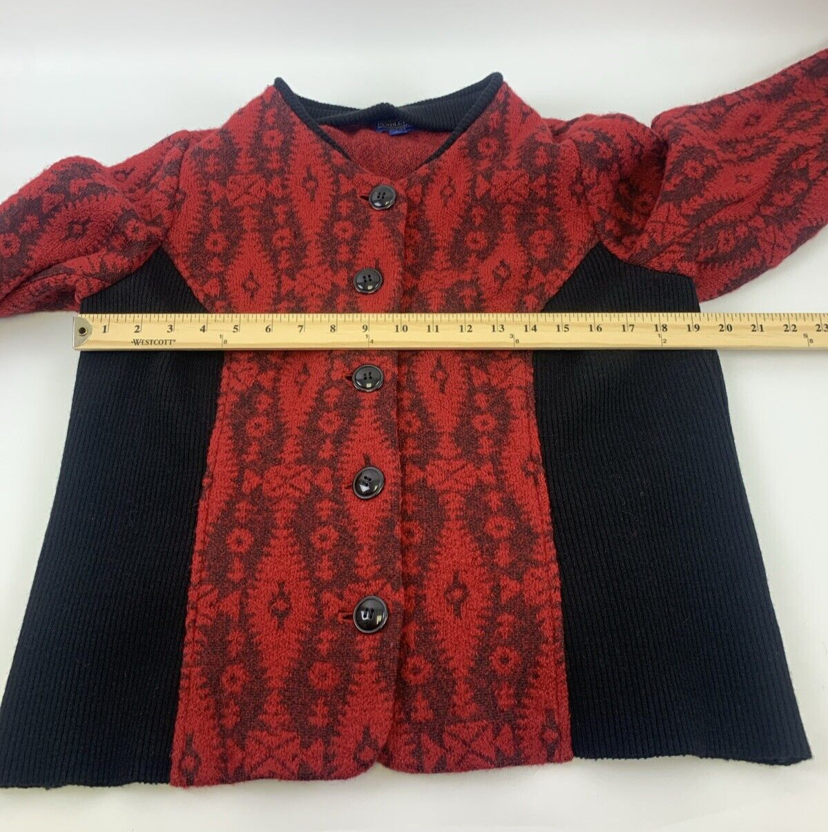 Pendleton Wool Cardigan Sweater Button Red Aztec … - image 8