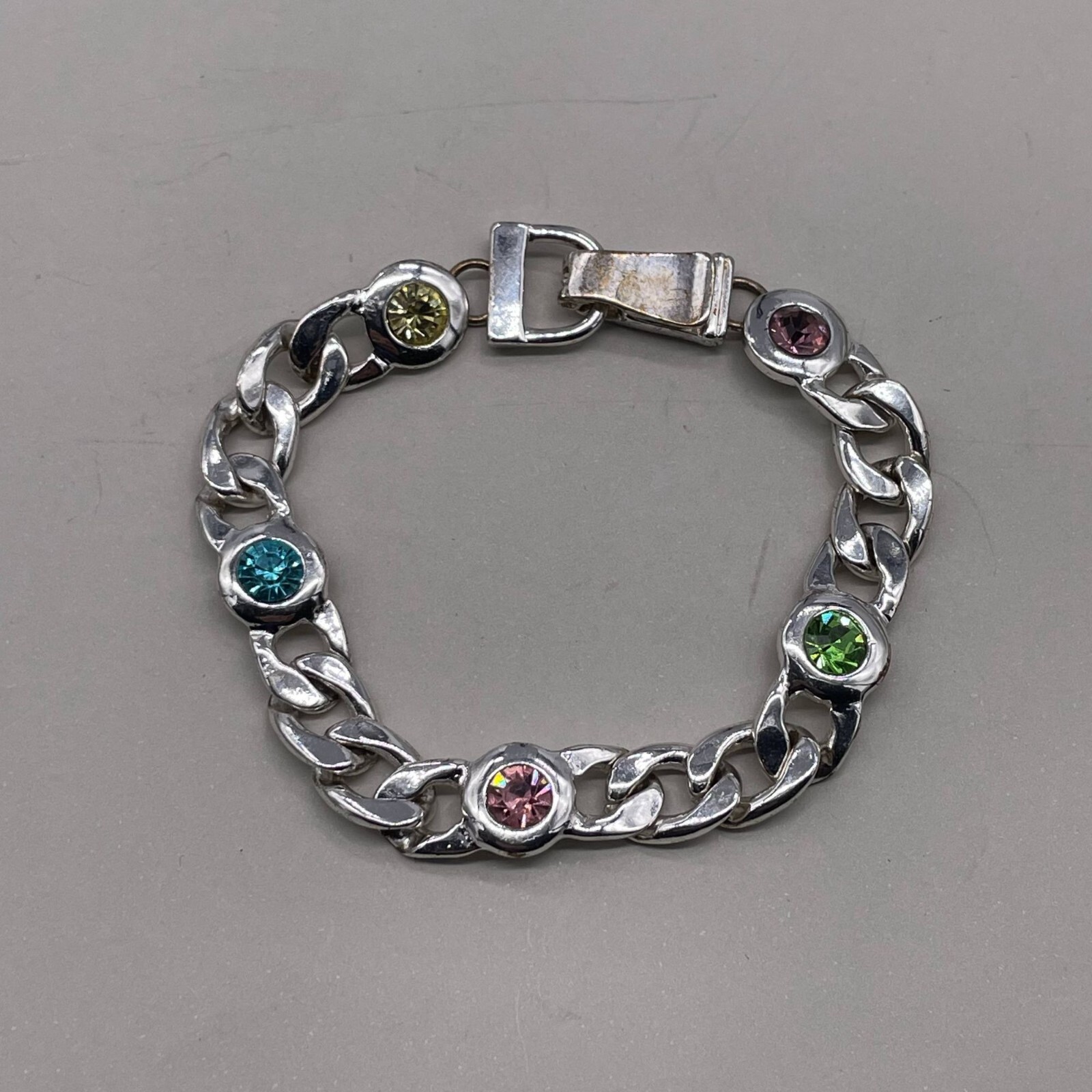 Multicolor Rhinestone Link Chain Bangle Bracelet … - image 2