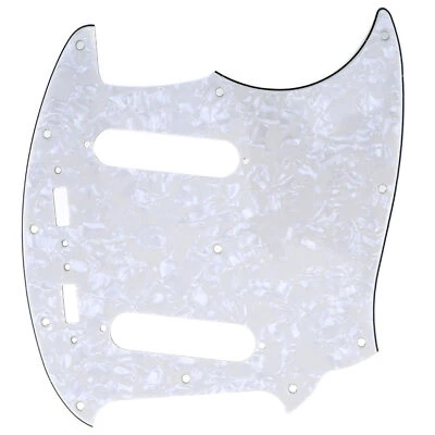 Musiclily Pro 4Ply Aged White Pearl 12 Hole Guitar Pickguard For Fender Mustang