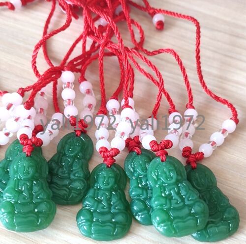 Wholesale 10Pcs 31x20x5mm Green Jade Carved Guanyin Pendant Necklace - Picture 1 of 8