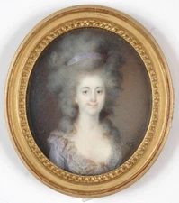 Claude Bornet (1733-1804) "Aristocratic lady" important miniature, 1780s (m)