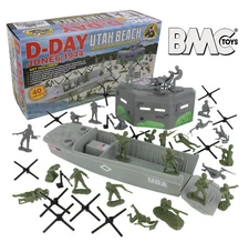 BMC WW2 D-DAY Plastic Army Men UTAH BEACH 40pc Soldier Figure 1:32 54mm Playset
