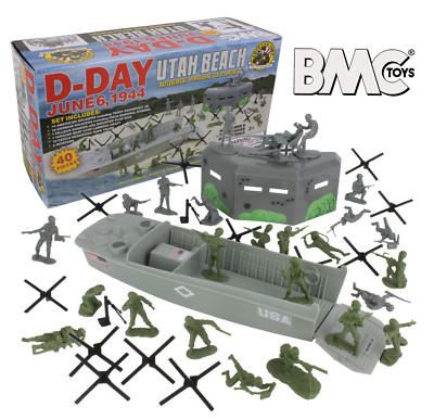 BMC WW2 D-DAY Plastic Army Men UTAH BEACH 40pc Soldier Figure 1:32
