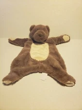 K Luxe  Kellytoy Brown Baby Security Blanket Lovey Bear Flatties with Crinkle H4