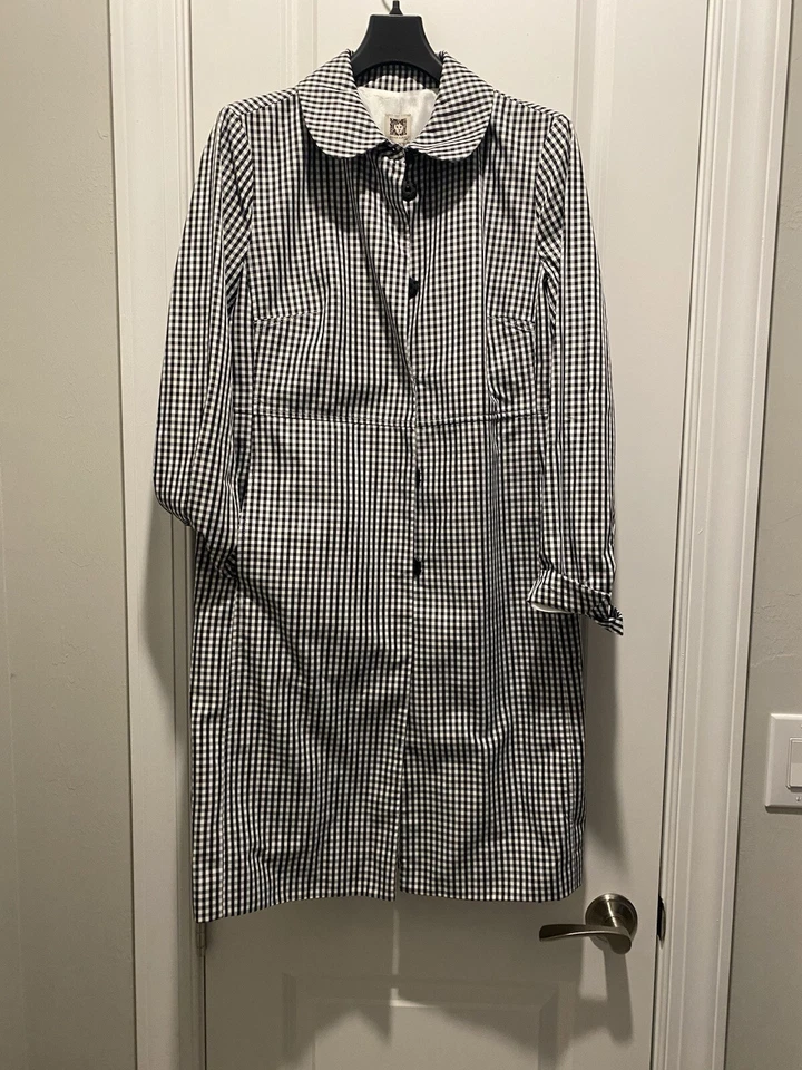 NWT Anne Klein Gingham Raincoat Black White Size 8 Jacket With Pockets - Image 2 of 4