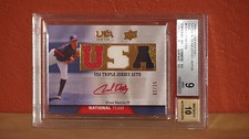 2009-10 USA Baseball Red Chad Bettis Triple Jersey Autograph Card BGS 9 Auto 10.