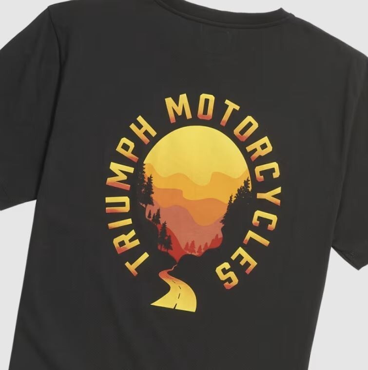 Triumph Motorcycle Sunset Graphic Tee Black & Yellow MTSS24124 | eBay