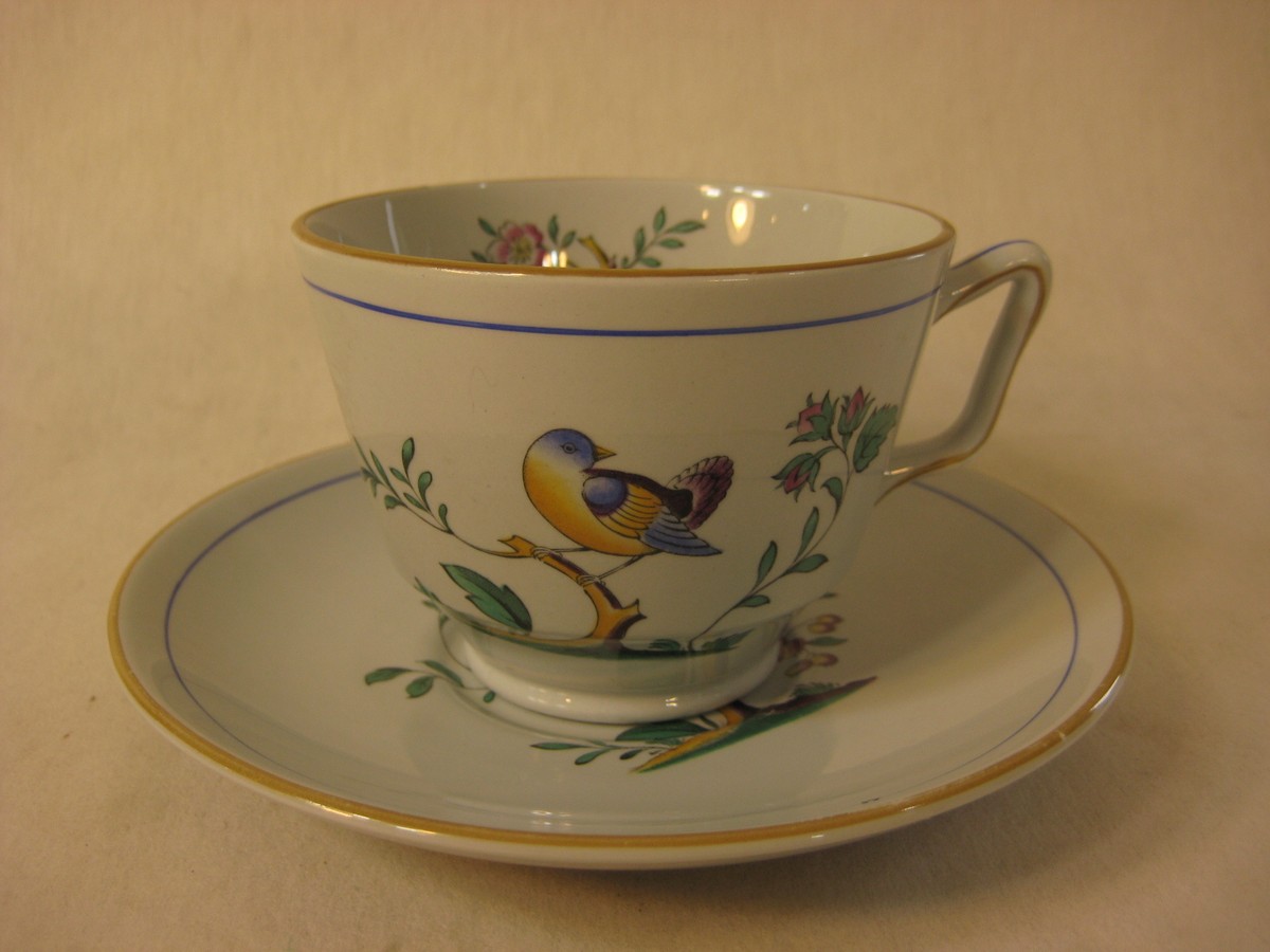 NICE VINTAGE SPODE QUEEN'S BIRD FINE STONE ENGLAND Y4973 CUP SAUCER SET