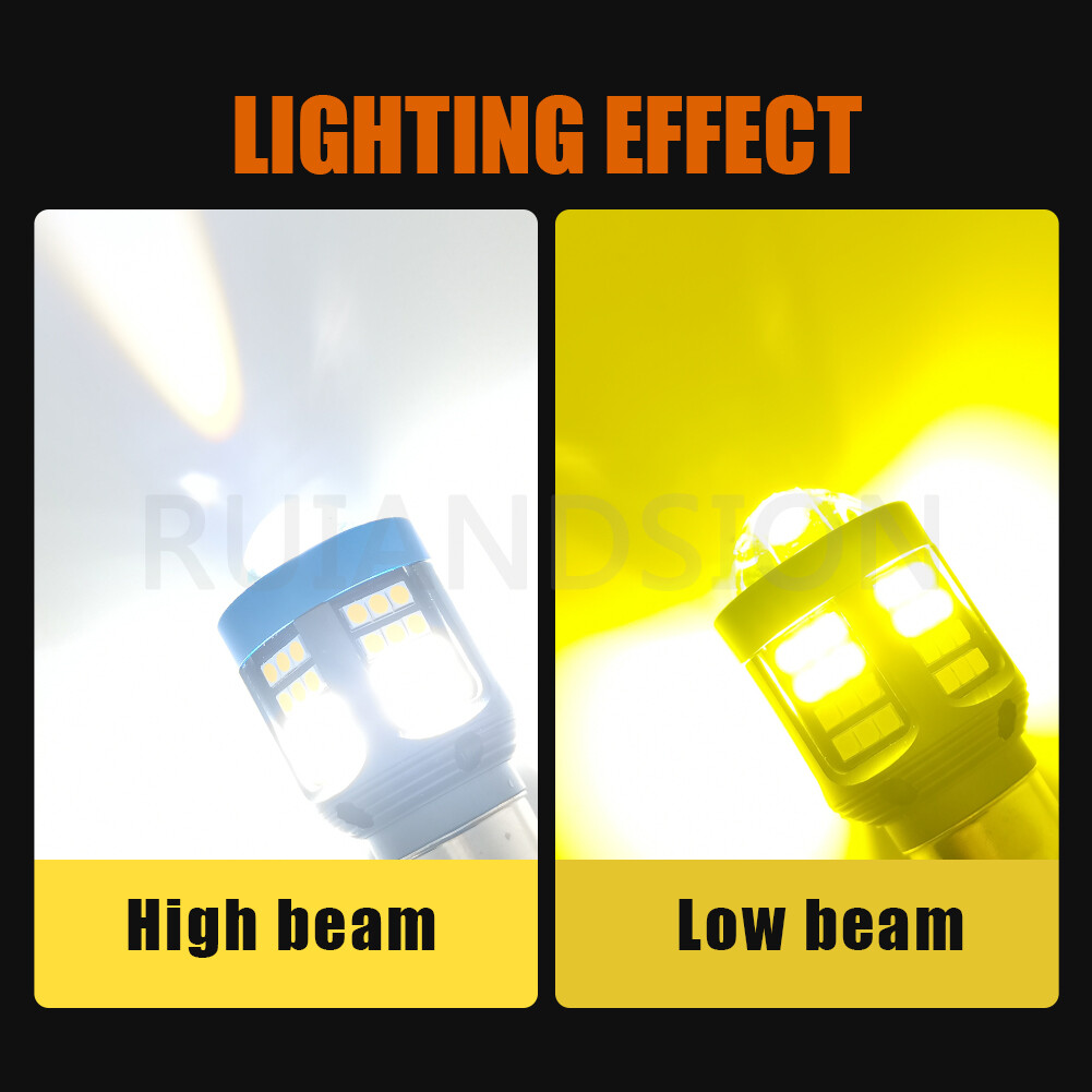 Ampoule LED BA20D Pour Moto H6 6V - Blanc/Jaune - Feu De Route/croisement - Ruiandsion