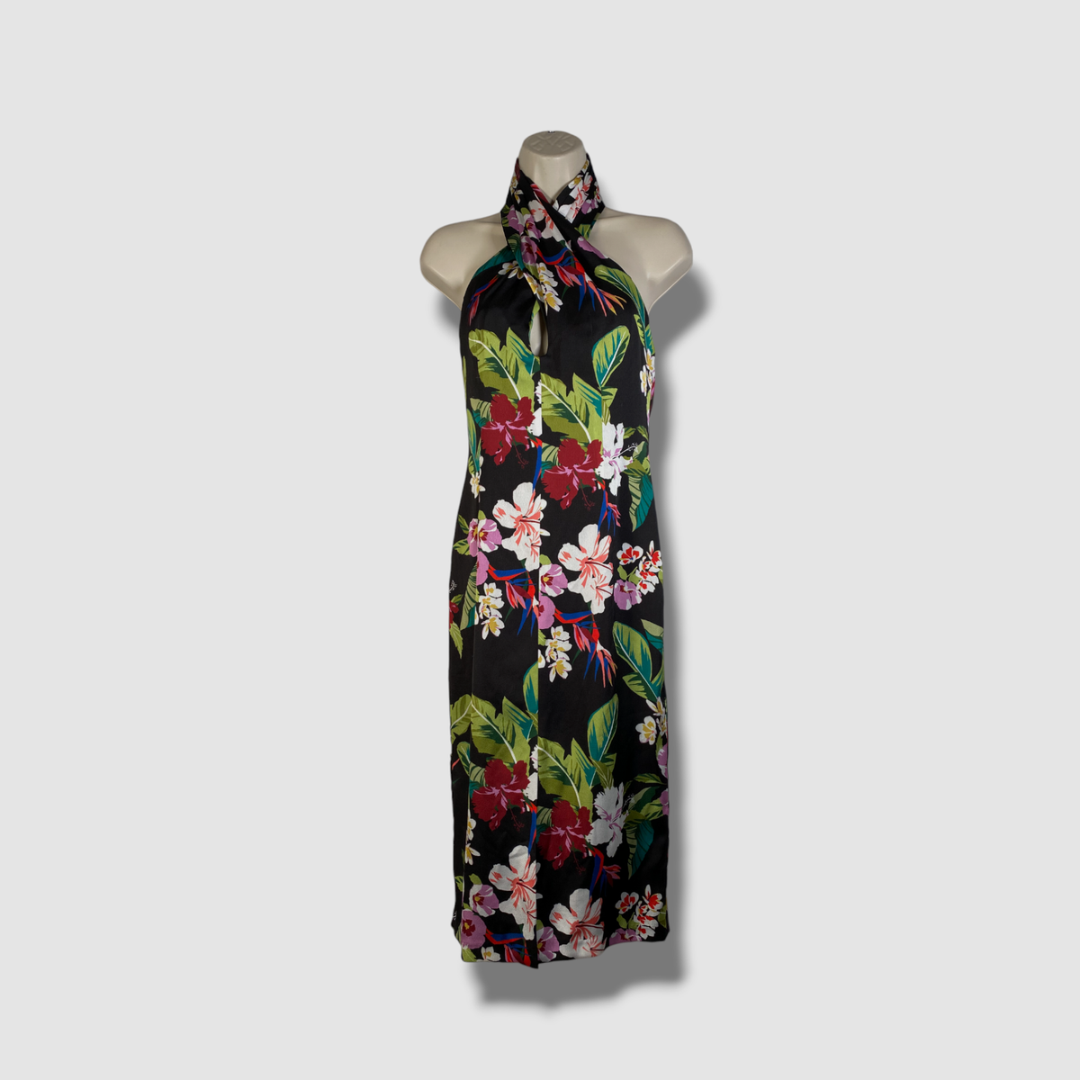 Aidan By Aidan Mattox Floral-Print Halter Midi Dress, Black, Women's, 0, Cocktail & Party Wedding Guest Dresses Halter Neck Dresses Aidan By Aidan Mattox Floral-Print Halter Midi Dress, Black, Women's, 0, Cocktail & Party Wedding Guest Dresses Halter Neck Dresses