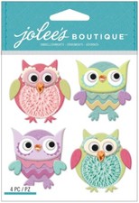 Cutesy Owls, animals 3D scrapbook sticker - Jolees 50-21939