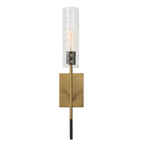 Uttermost Telesto 1-light Mid-Century Steel and Glass Sconce in Black and Brass - Picture 3 of 8