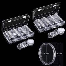 100PC Fit Airtight 40.6mm American Silver Eagle 1Oz Round Coin Holders Capsules