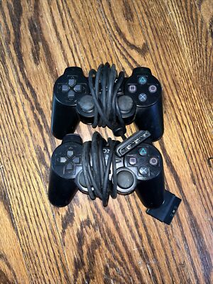 2x Sony PlayStation 2 PS2 - Original OEM DualShock 2 Controller Black For Parts