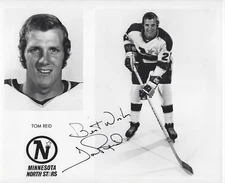 Tom Reid Autographed Signed 8x10 RARE North Stars Press Photo NHL - w/COA