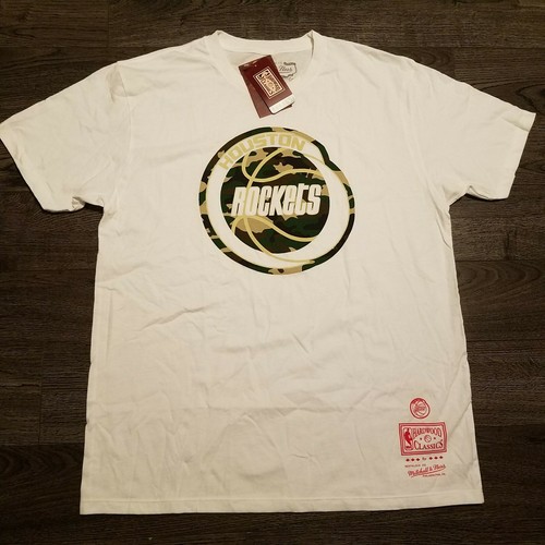 HOUSTON ROCKETS NBA Mitchell Ness Retro Throwback T Shirt Camo White ...