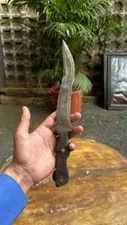 Old Vintage Hand Crafted Wood Handle Iron Blade Shaped Safety Dagger Katar Knife
