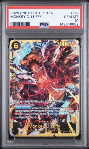 2025 One Piece OP10 EN Monkey D Luffy #118 PSA 10 GEM MINT
