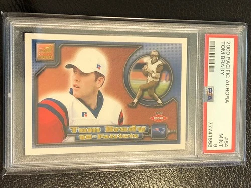 Tom Brady 2000 Pacific Aurora #84 Rookie Card RC New England Patriots PSA 9 Mint