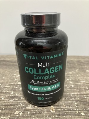 Vital Vitamins Multi Collagen Complex - Type I, II, III, V, X, Hair Nail Growth