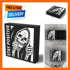 Halloween Decorations Wooden Box Sign Indoor Ghost Skeleton Man Rustic Art Home