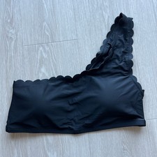 J Crew Factory Scalloped One Shoulder Bikini Top XL Black