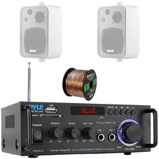 Pyle Bluetooth Compact Amplifier Home Receiver, 2x 4" 30W Max 3-Way Speakers