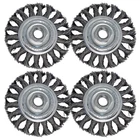 LINE10 Tools 4pk 4-Inch Knotted Circular Wire Wheel Brush for Angle Grinder,...