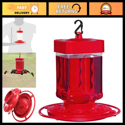 Hummingbird Feeder with Wide-Mouth Reservoir, 10 Ports, Easy Fill & Clean, Red