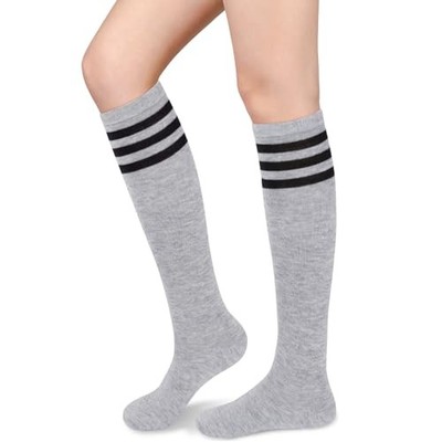 Knee High Socks for Women Knee Socks Tube Socks Womens One Size Grey/Black