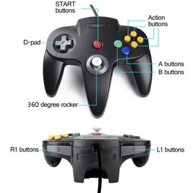 Black N64 Wired Classic N64 Controller Gamepad Remote Joystick for N64 System US