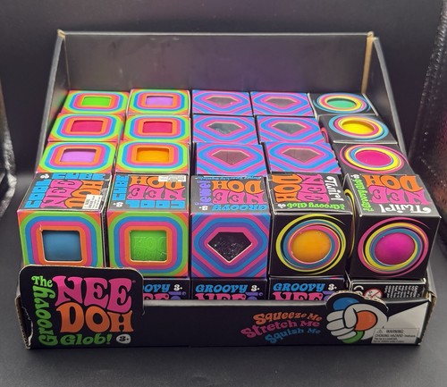 Schylling NeeDoh 1.25" Groovy Jewel, Cool Cube, Twirl Groovy Glob