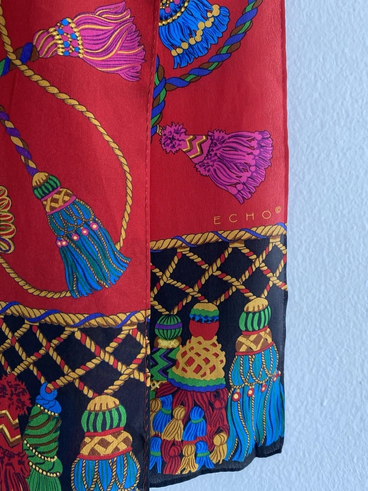 ECHO Red Silk Women’s Scarf 58"/11" Ex Con - Image 4 of 4