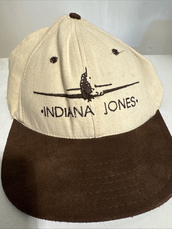 Rare Indiana Jones SnapBack Hat. Vintage LucasFilm, Beige/Brown, Mens
