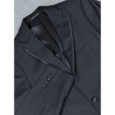 Calvin Klein Mens Wool Tuxedo Jacket Solid Black Size 38L