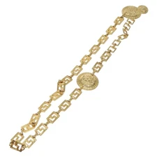 VERSACE Medusa Chain Belt Metal 35.4"" Gold Auth yk18750